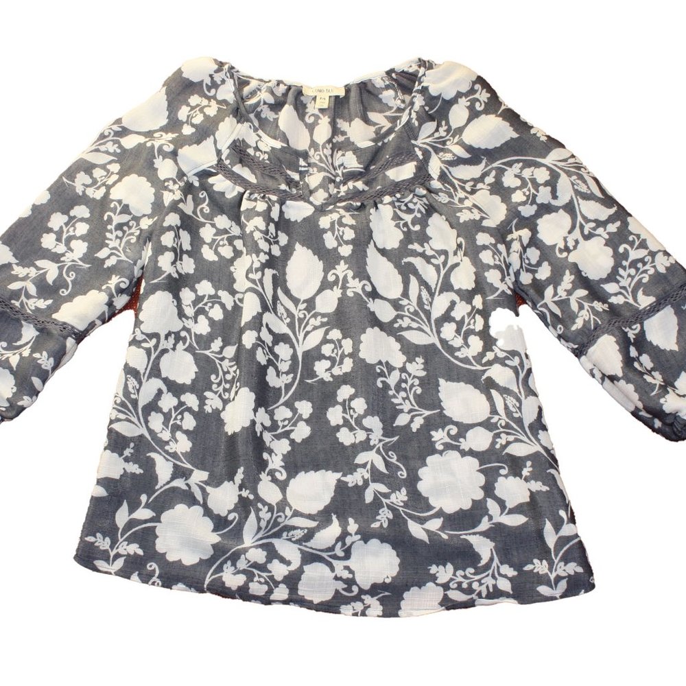 Como Blu Resort Top  Drk Grey/White   Size PS